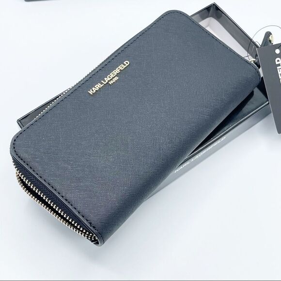 Karl Lagerfeld Paris black leather wallet - Picture 1 of 7